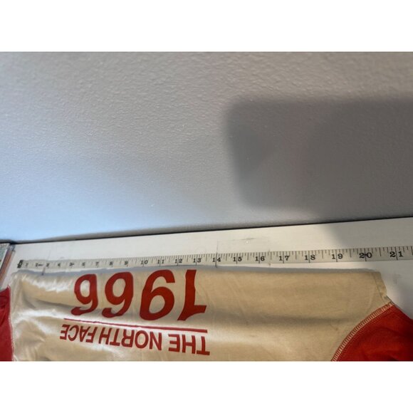 The North Face Womens TShirt Sz L Orange/Beige Logo SpellOut Retro 3/4-Slv Comfy - Picture 4 of 8